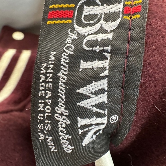 Vintage BUTWIN USA Maroon Wool White Leather Reversible Bamber Jacket Men's L - Picture 13 of 15